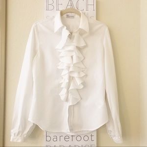 Red Valentino: ruffle front button down blouse